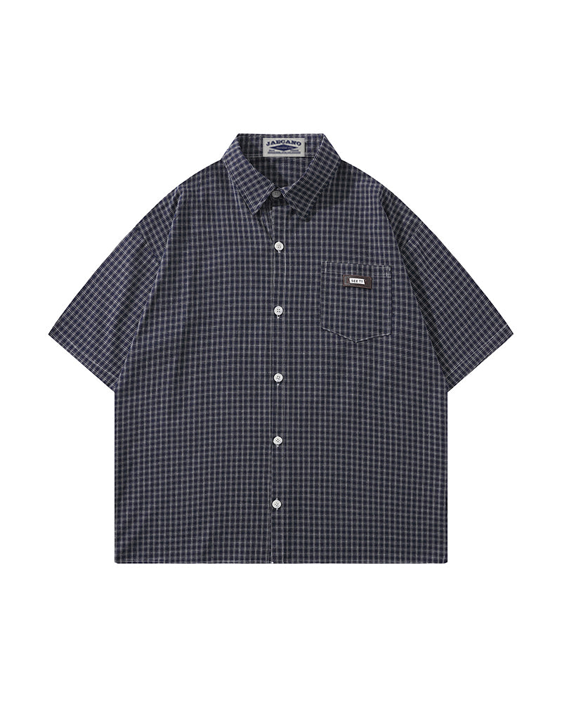 Vintage check short-sleeved shirt