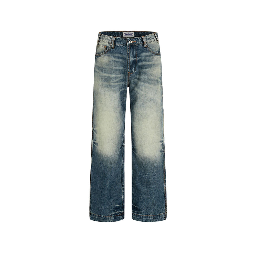 Distressed casual straight-leg pants