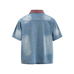 Washed polka dot short-sleeved shirt