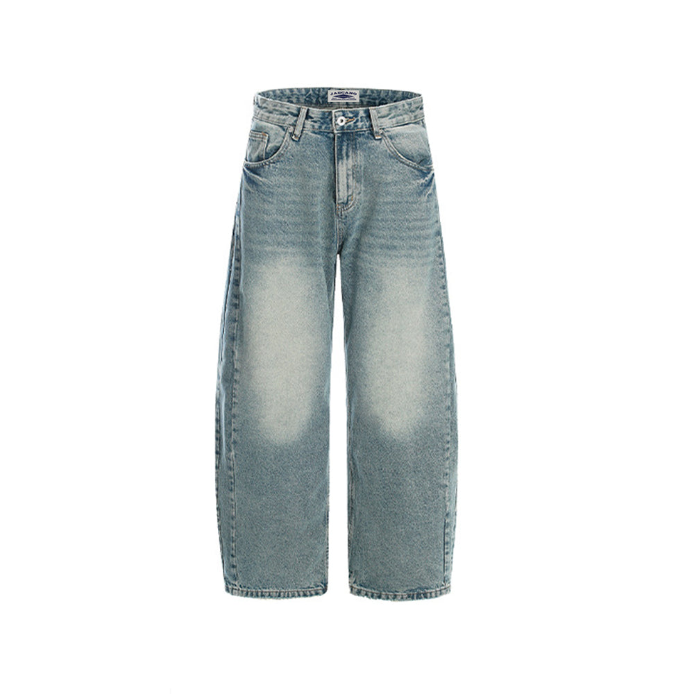Washed curved jeans