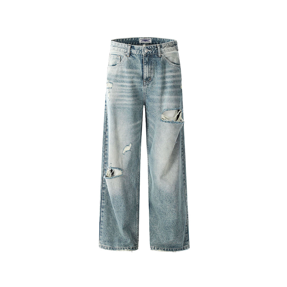 Washed straight leg trousers