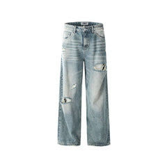 Washed straight leg trousers